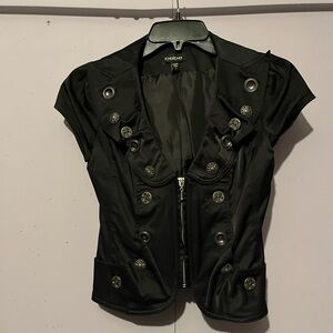 RARE-Bebe “Baddie” Button-Detail Cropped Mini Blazer